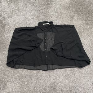 HAF Sheer Mesh Cropped Blouse Women Small Black Dolman Sleeve Backless Casual